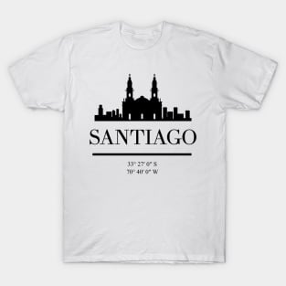 SANTIAGO DE CHILE BLACK SILHOUETTE SKYLINE ART T-Shirt